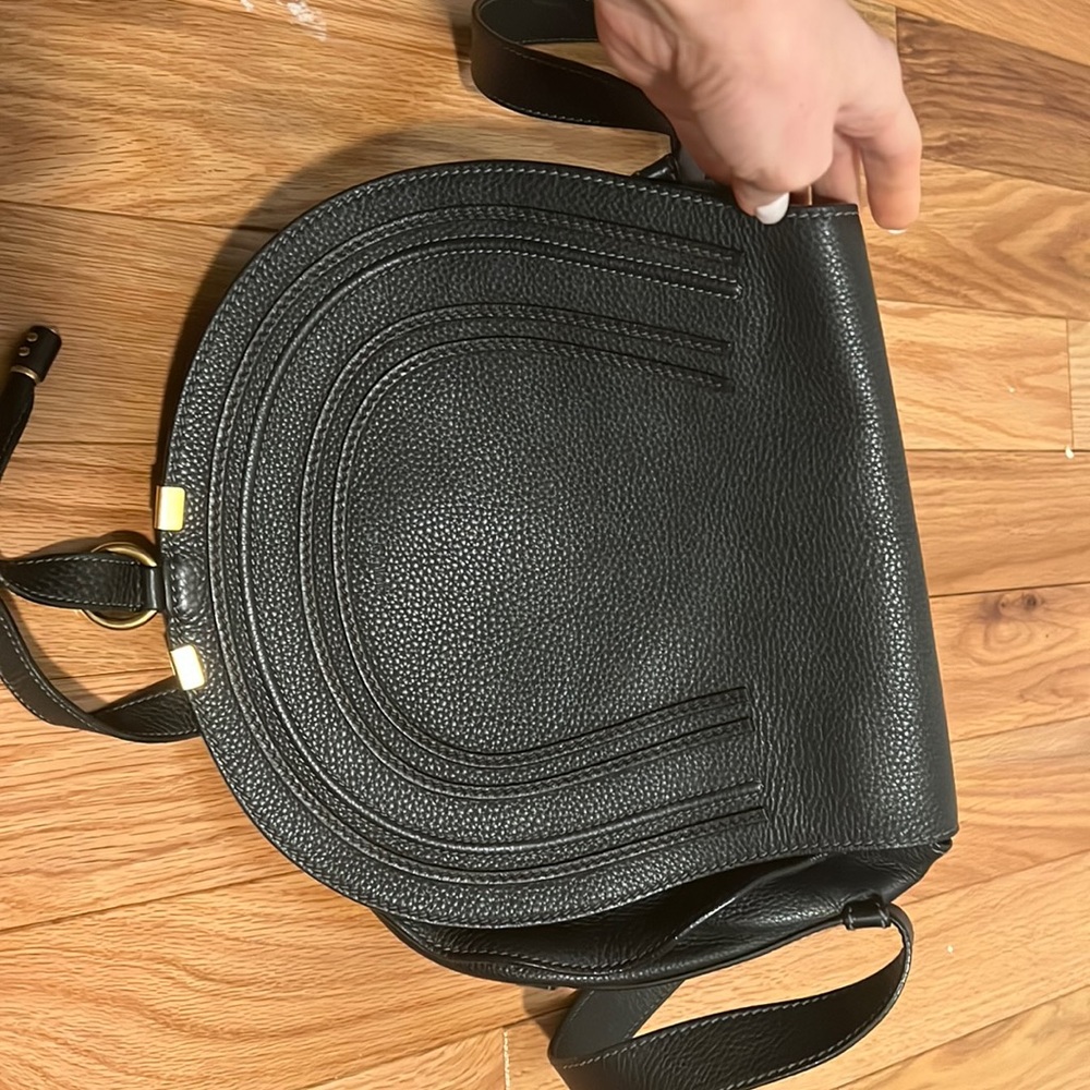 Chloe Black Textured Leather Crossbody Saddle Bag